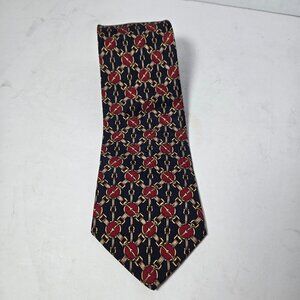 Brooks Brothers Makers Mens Silk Tie Necktie Maroon Blue geometric design